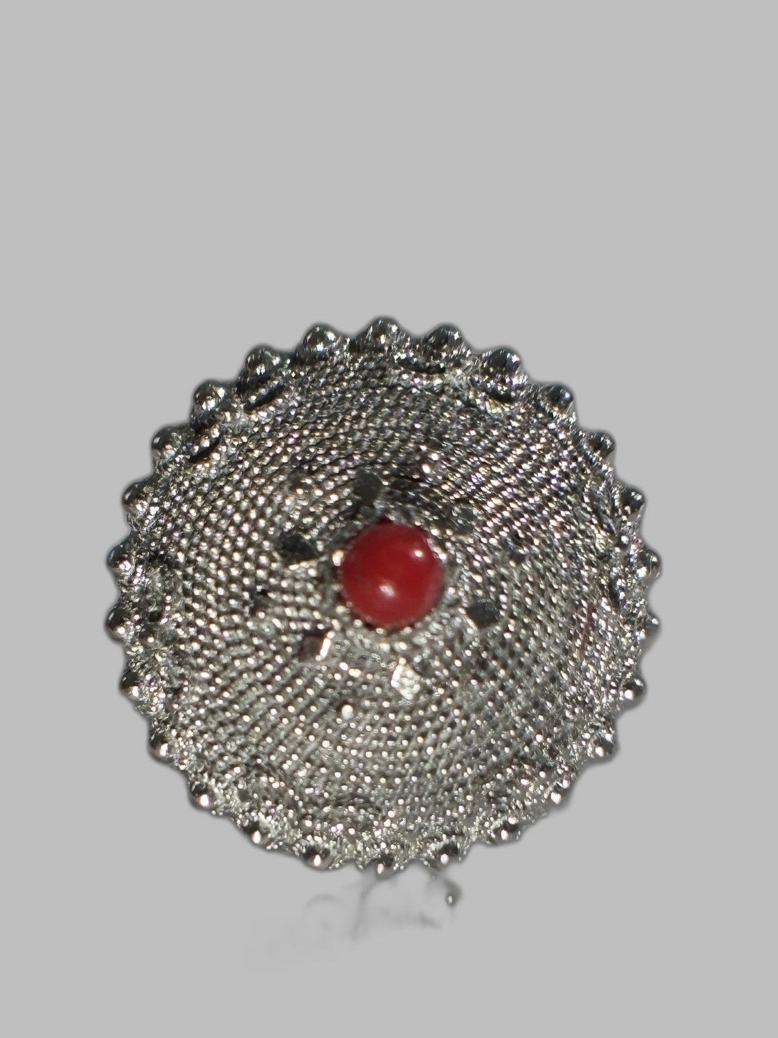 Anello Bottone Sardo Con Corallo