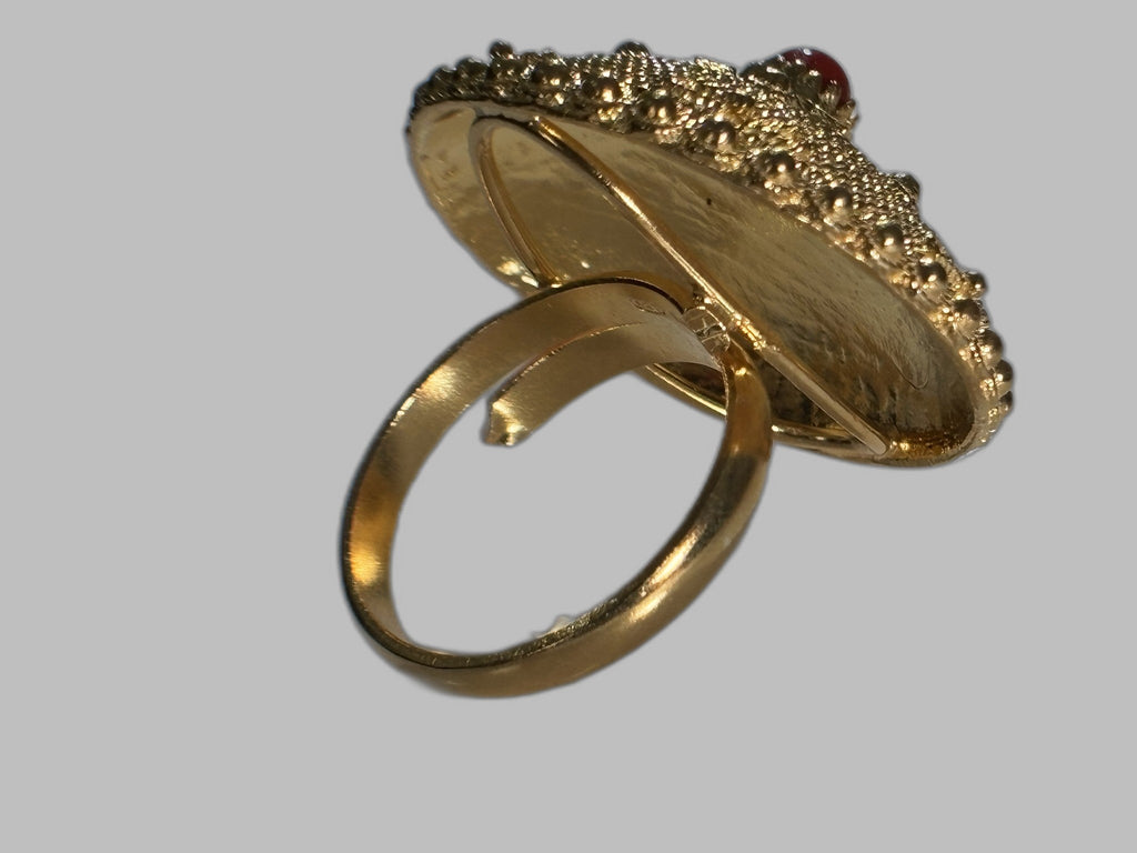 Anello Con Bottone Sardo Nuorese Con Corallo 2