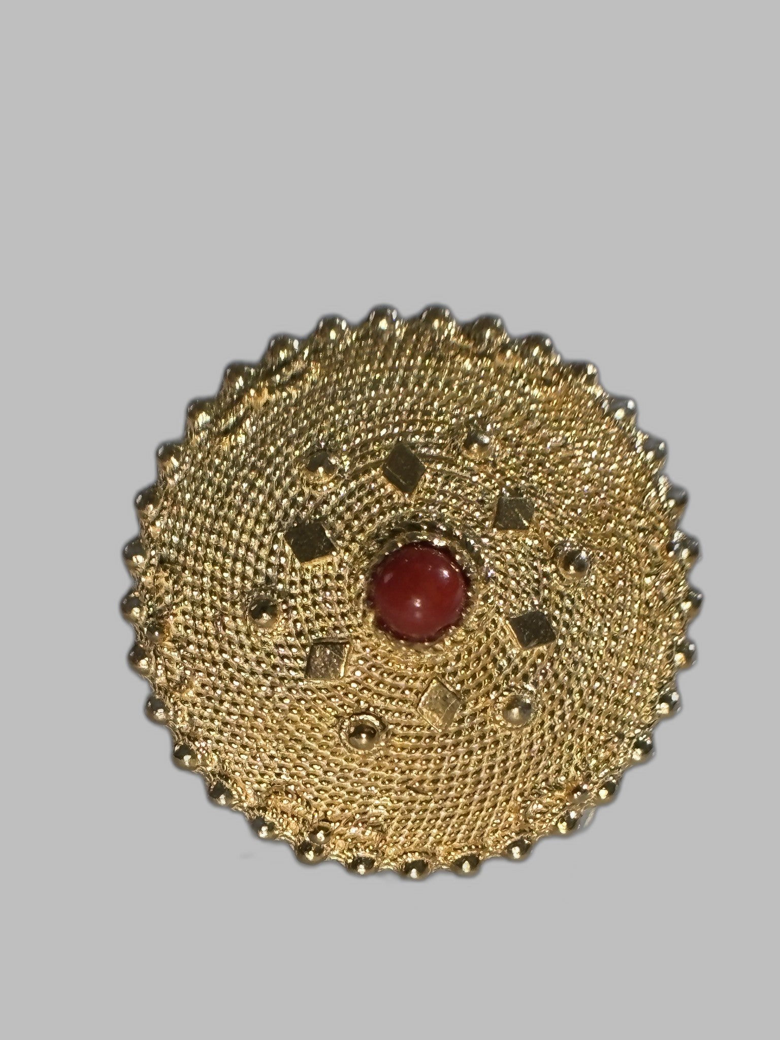 Anello Con Bottone Sardo Nuorese Con Corallo 2