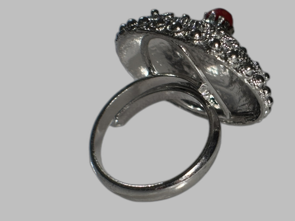 Anello Con Bottone Sardo Nuorese Con Corallo 1