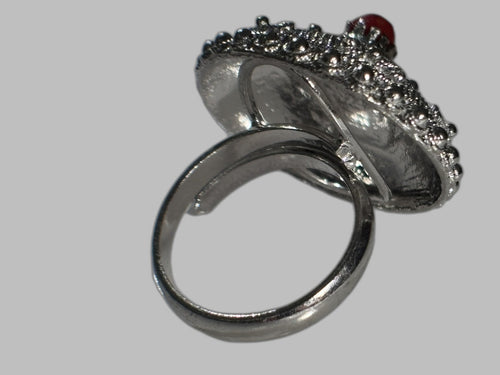 Anello Con Bottone Sardo Nuorese Con Corallo 1