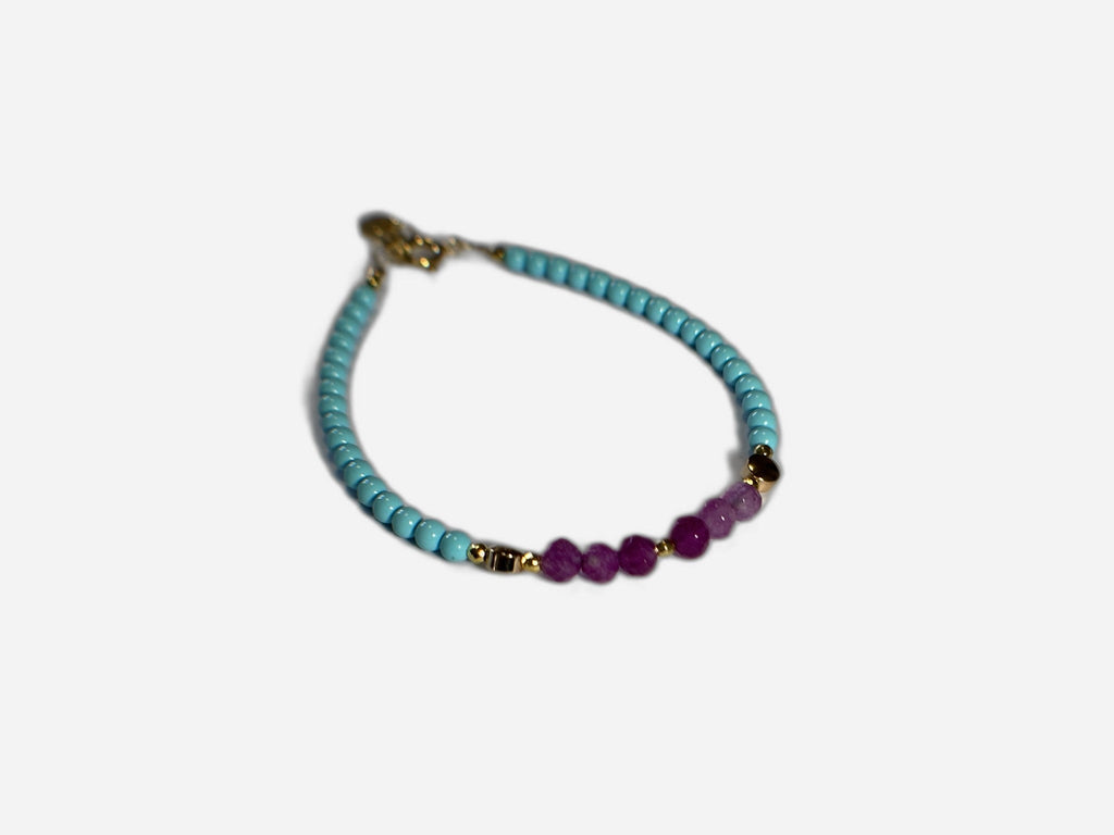 Bracciale Pasta Di Turchese Con Cristalli Viola