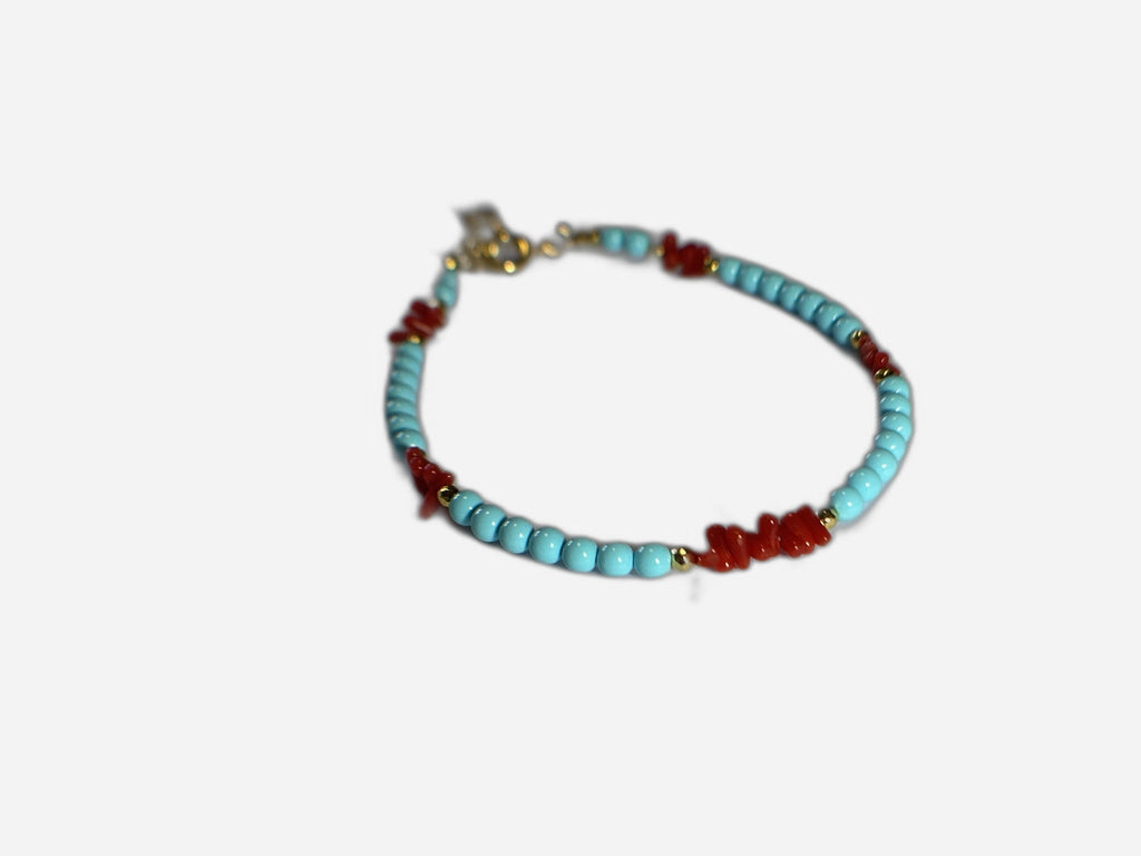 Bracciale Pasta Di Turchese E Corallo