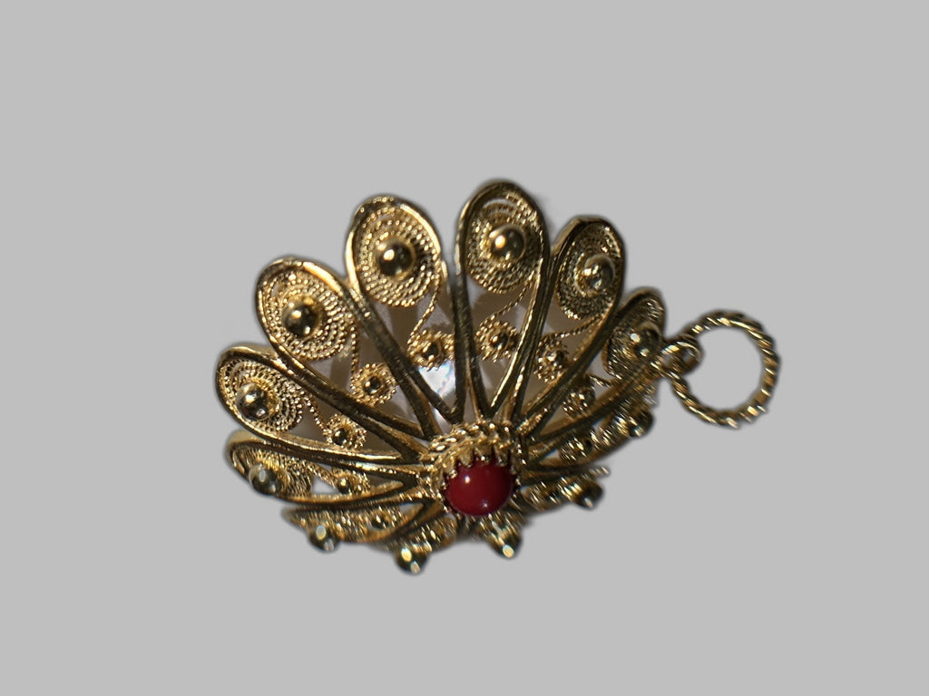 Ciondolo Fiore Sardo Con Corallo