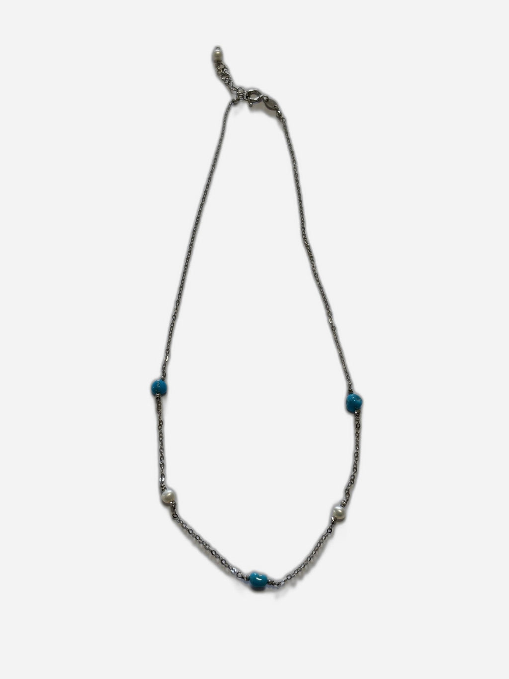 Collana Turchese Naturale E Perle Di Fiume