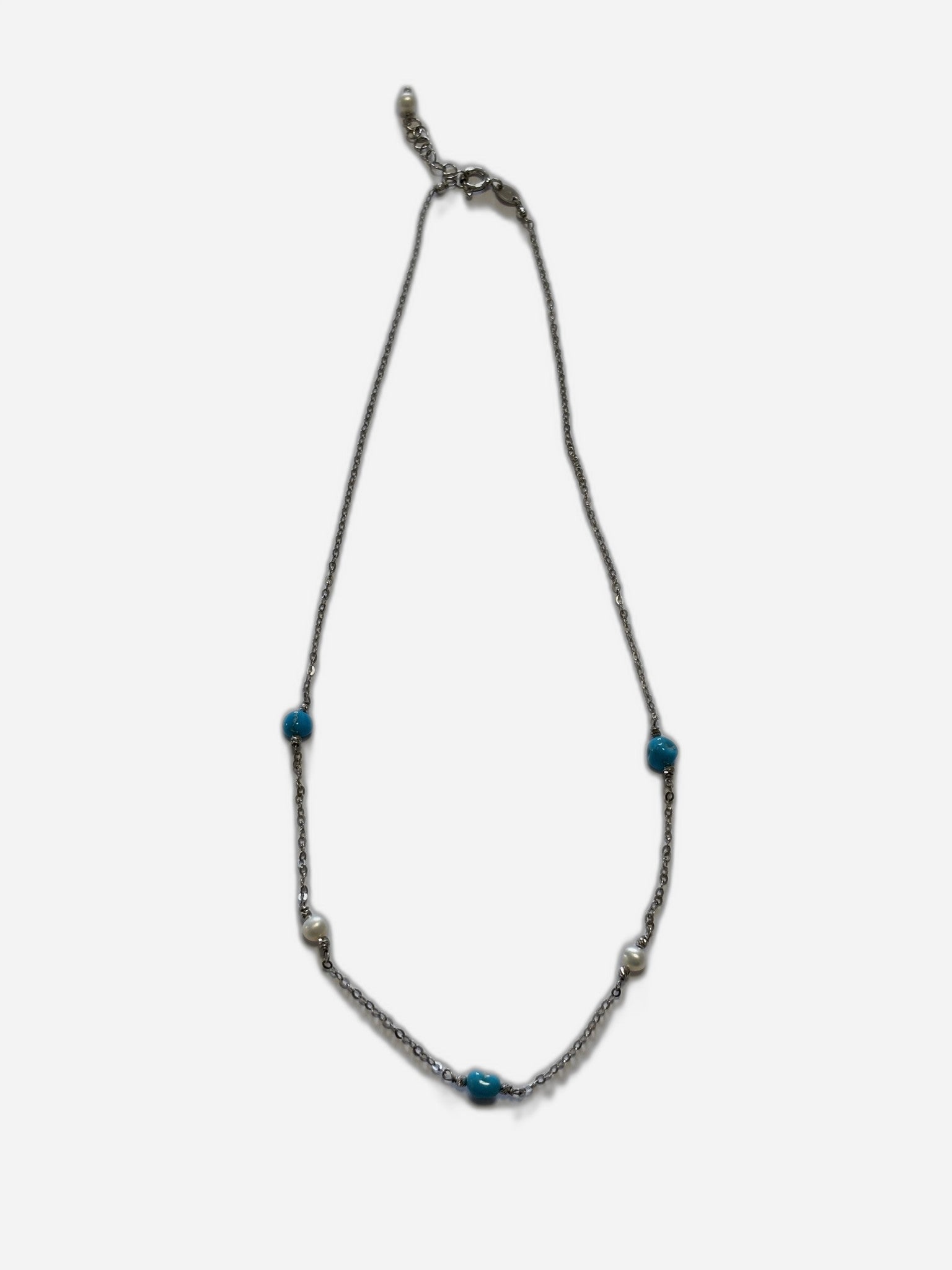 Collana Turchese Naturale E Perle Di Fiume