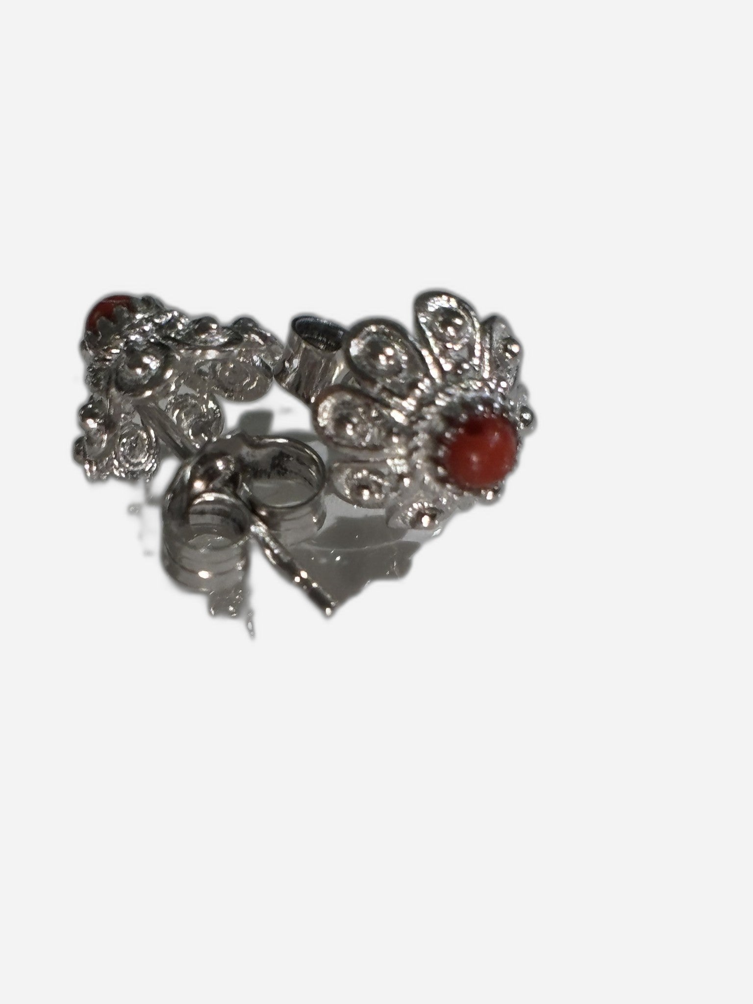 Orecchini Bottone Campidanese Con Corallo