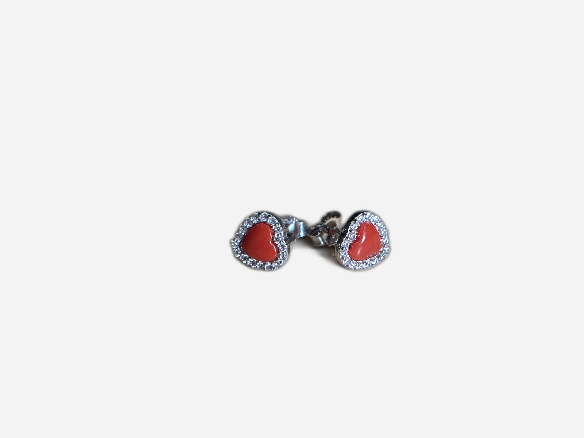 Orecchini Cuore Di Corallo Con Zirconi